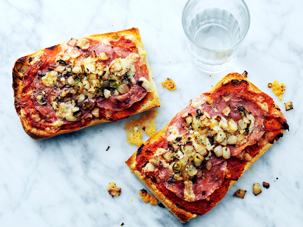 Ciabatta Pizzas with Salami | Savory