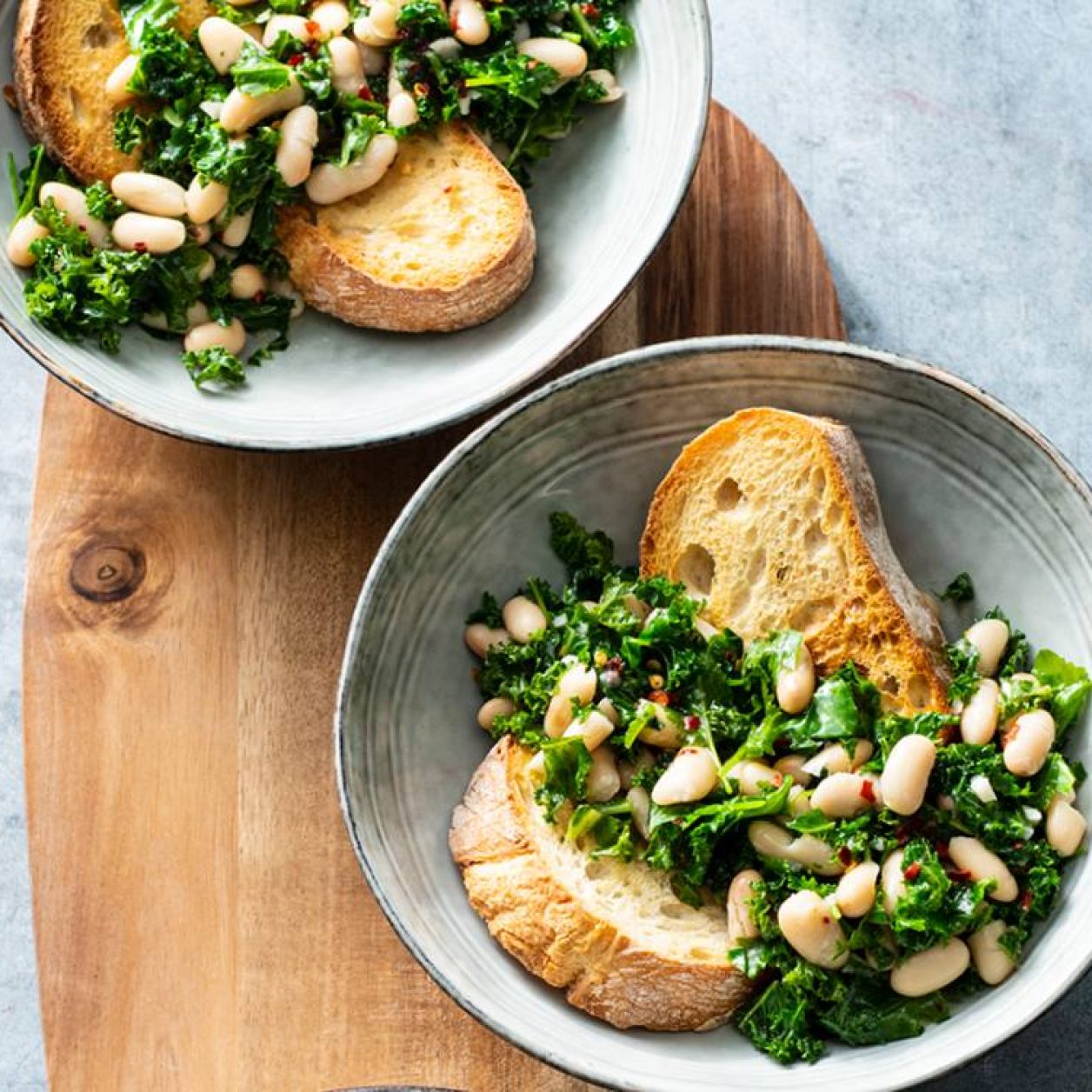 Garlicky Beans And Greens Over Toast 