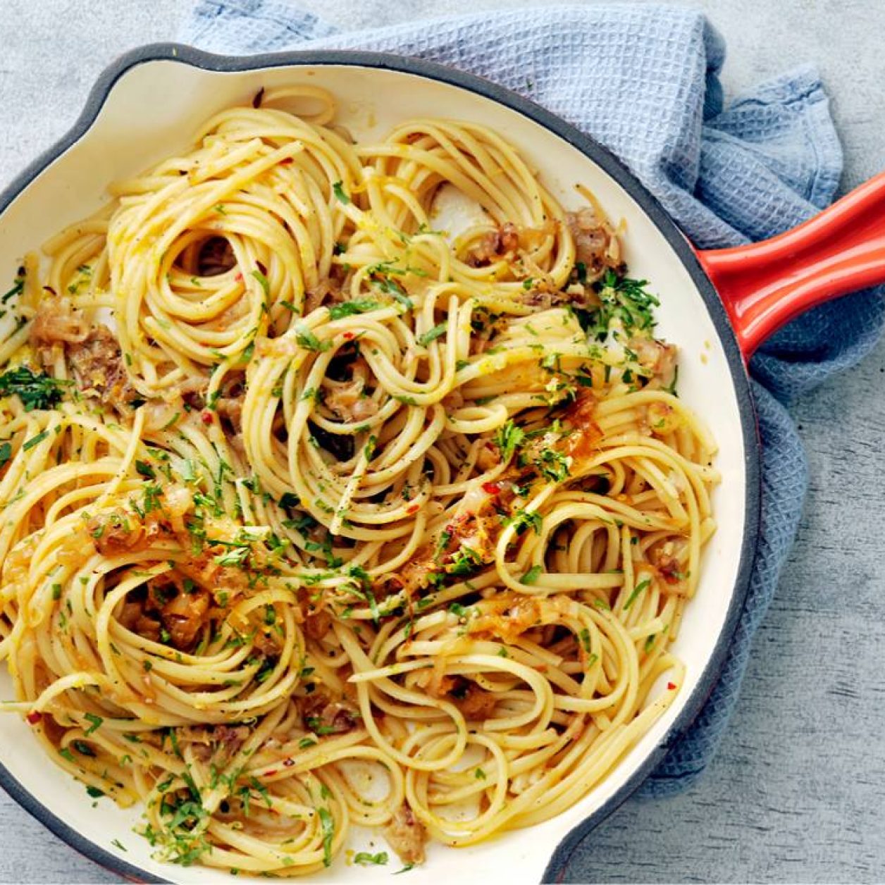 Linguine with Anchovies and Shallots | Savory