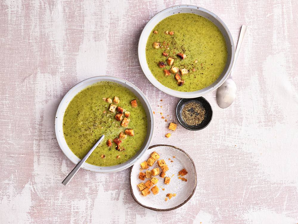 Broccoli Soup with Croutons | Savory