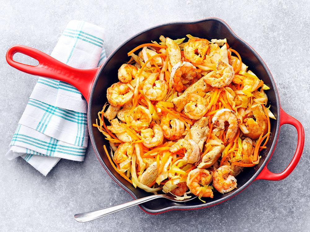 Chicken, Shrimp, And Cabbage Stir-Fry | Savory