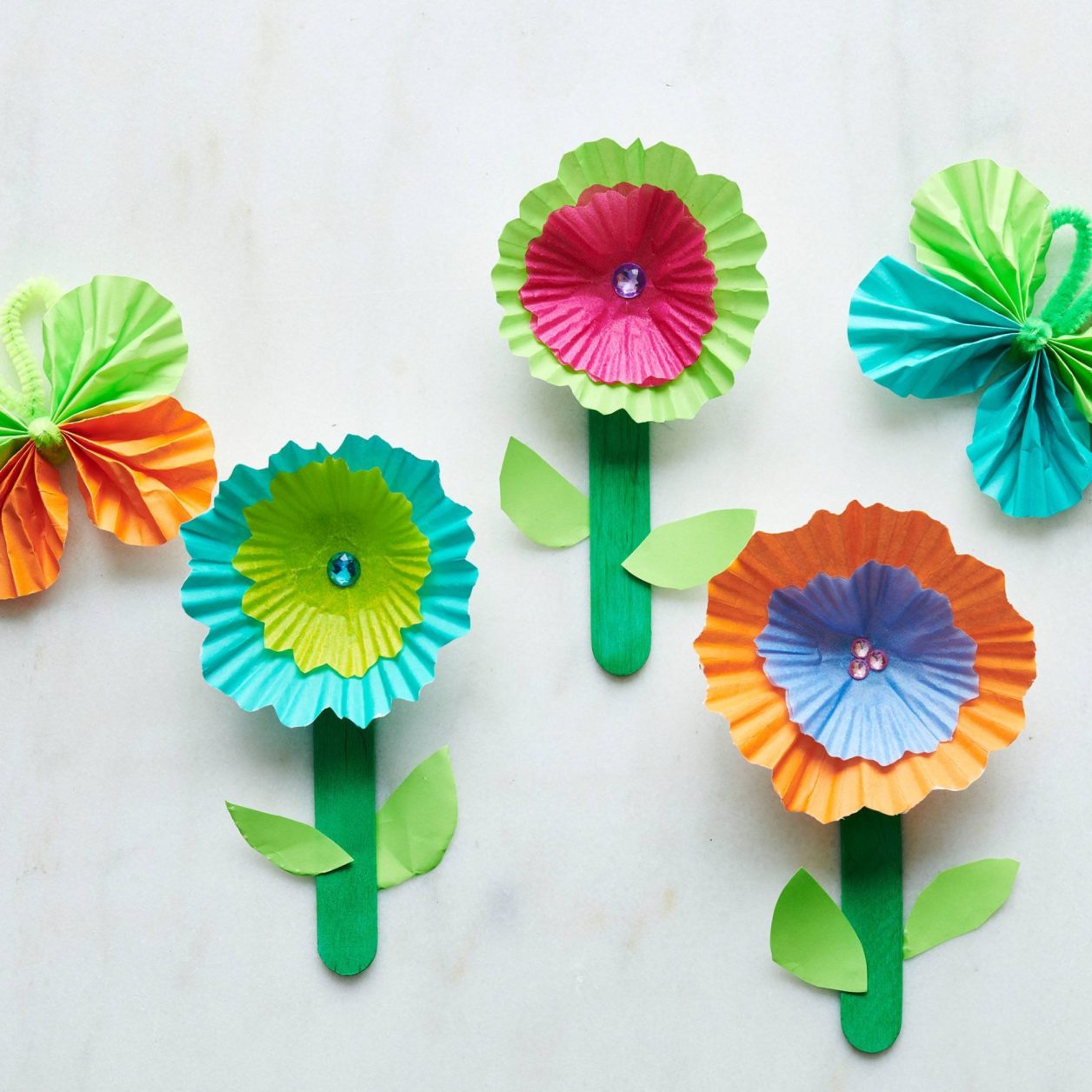 Butterfly and Flower Cupcake Liner Crafts | Savory