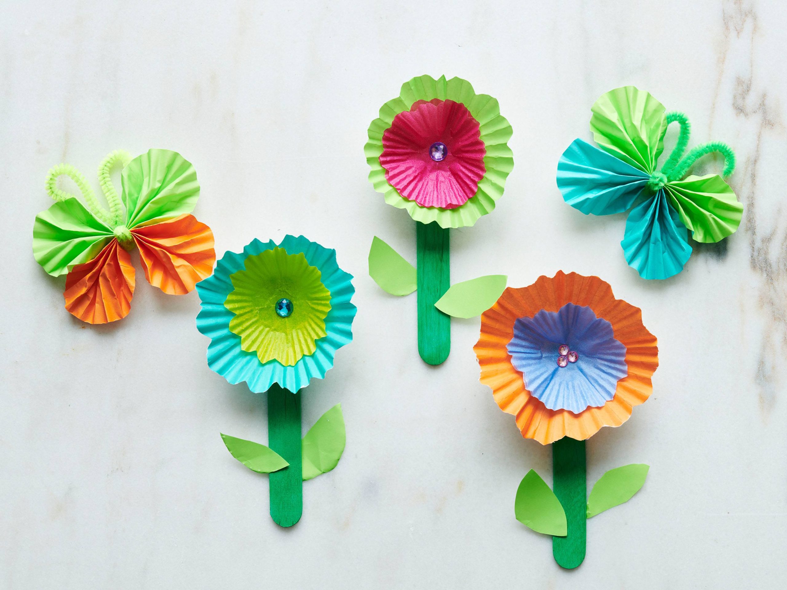 Butterfly and Flower Cupcake Liner Crafts | Savory